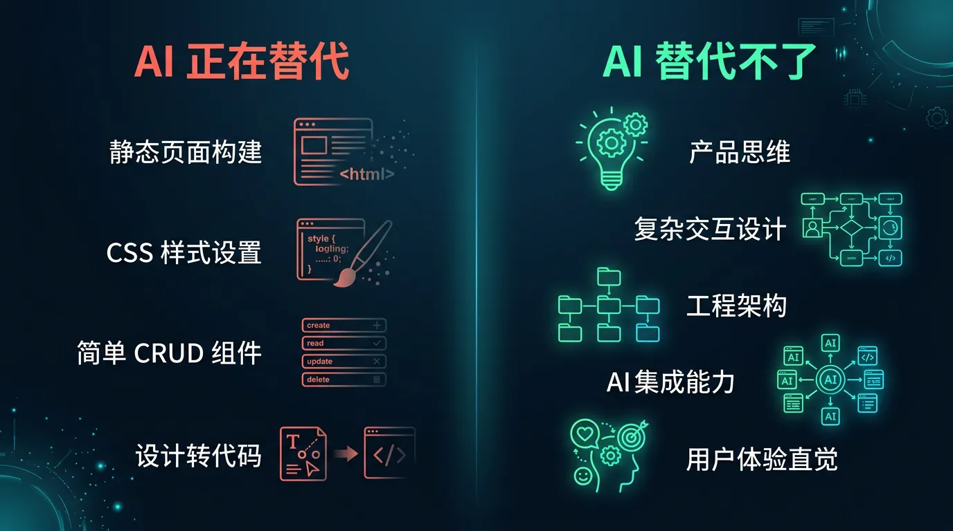 AI 正在替代 vs AI 替代不了